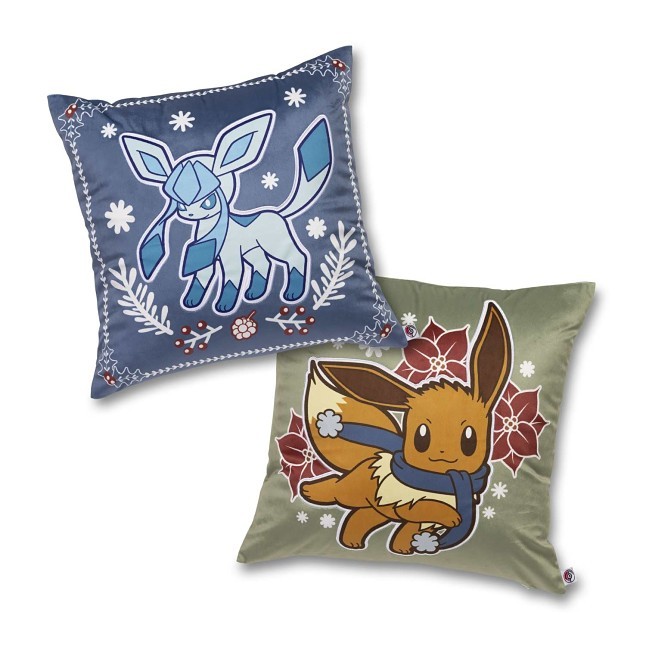 Eevee & Glaceon Pokémon Holiday Throw Pillow Case Bundle